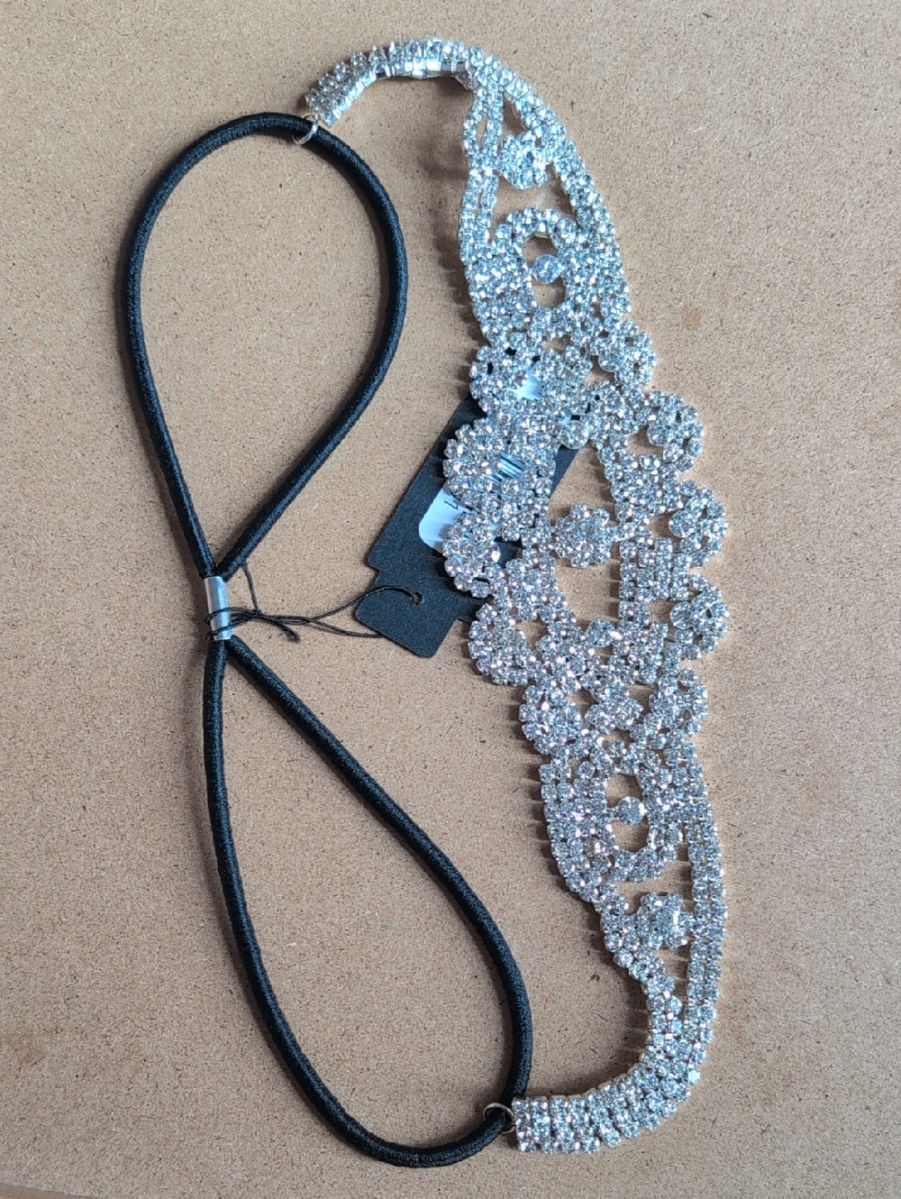 Silver Crystal Embellished Elastic Headband